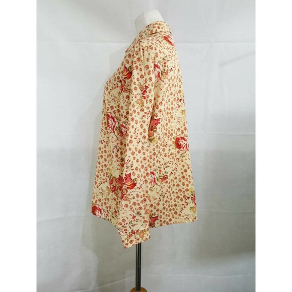 Claudia Richard Floral Silky Blouse Top L Red Rose - Picture 5 of 11